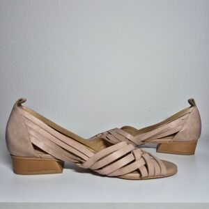 Lucky Brand Jarise Woven Leather Sandals Flats Bohemian Neutral Minimalist Sz 8M